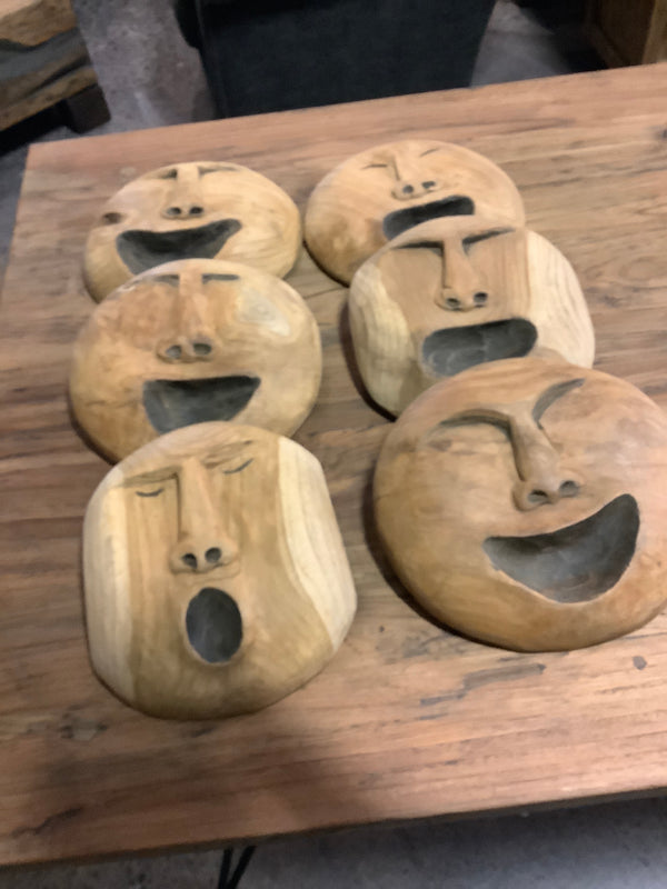 Palopo Teak Wall Decor Faces