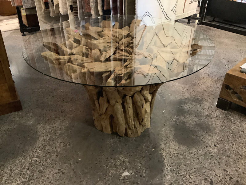 Sadang Teak Dining Table With Glass Top