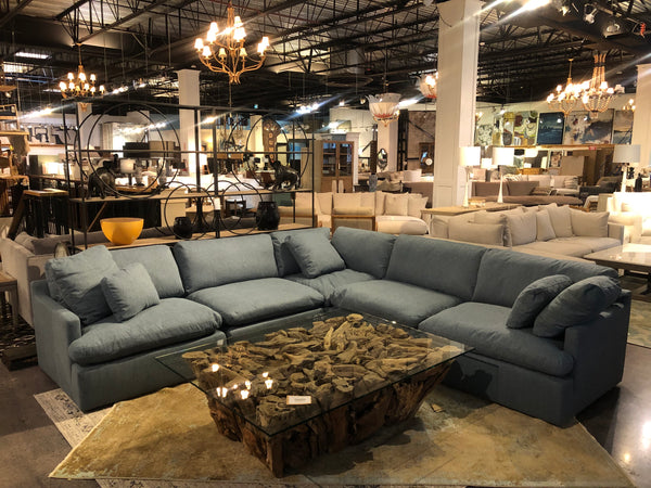 BENEDICT 5 PIECE SECTIONAL - MIDNIGHT JADE - DOWN FILLED