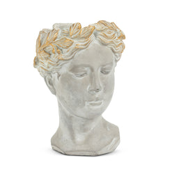 Small Woman Head Planter with gold