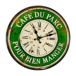 METAL CLOCK GREEN CAFE DU PARC