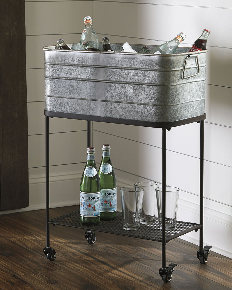 Vossman Antique Gray/Brown Beverage Tub Bar cart
