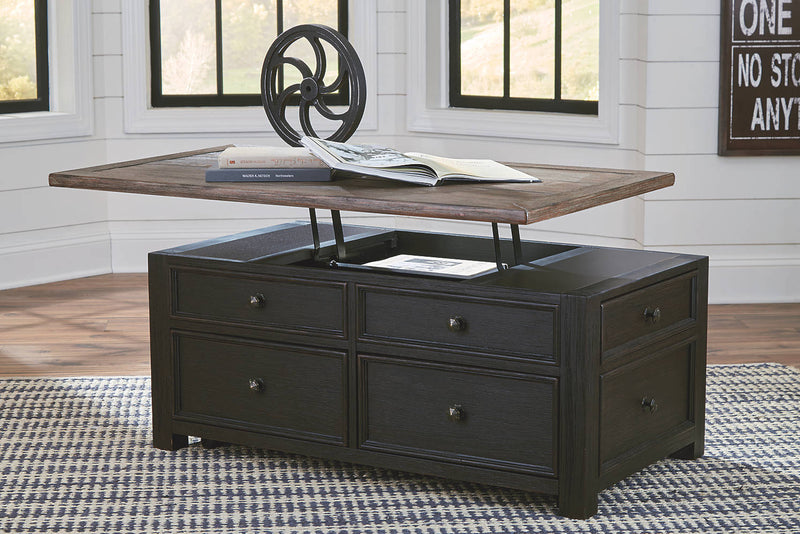 CORNERSTONE HOME INTERIORS - COCKTAIL TABLE - TYLER CREEK LIFT TOP COCKTAIL TABLE OPEN