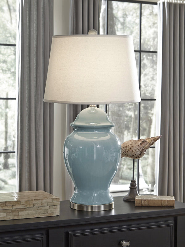 CORNERSTONE HOME INTERIORS - DARENA BLUE CERAMIC TABLE LAMP