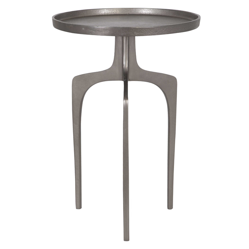 PEWTER DRINK TABLE ACCENT FURNITURE BY UTTERMOST